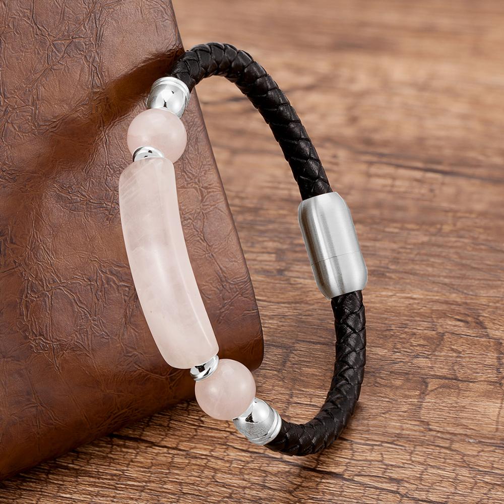 Leather bracelet with natural stone.