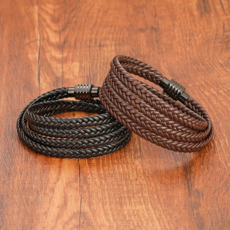 Leather and Stainless Steel Bracelet