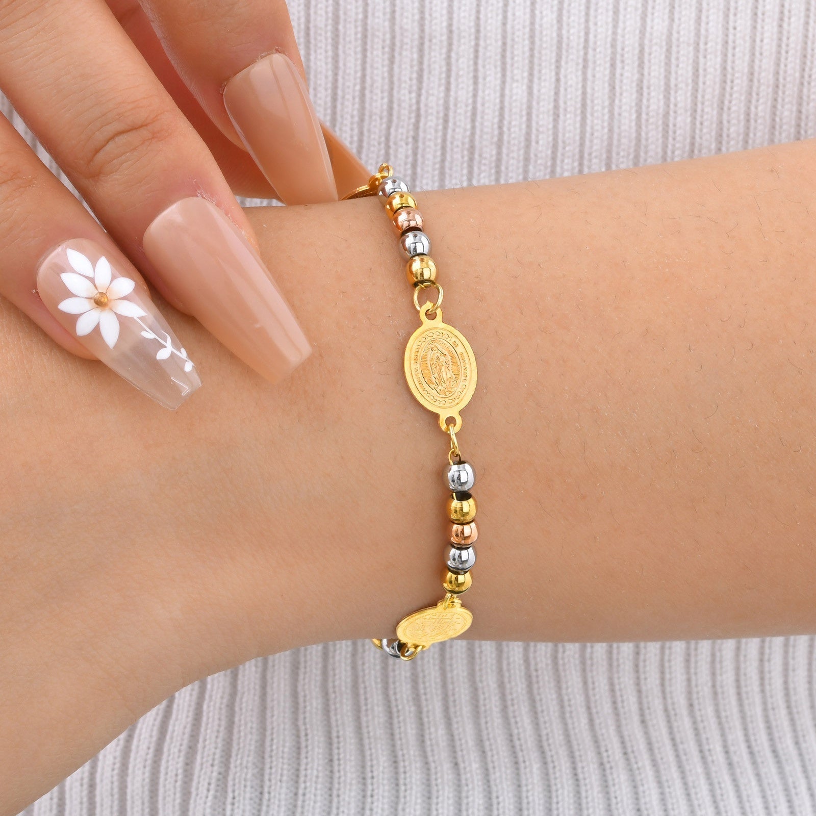 Pulseira Virgem Maria em Aço Inoxidável