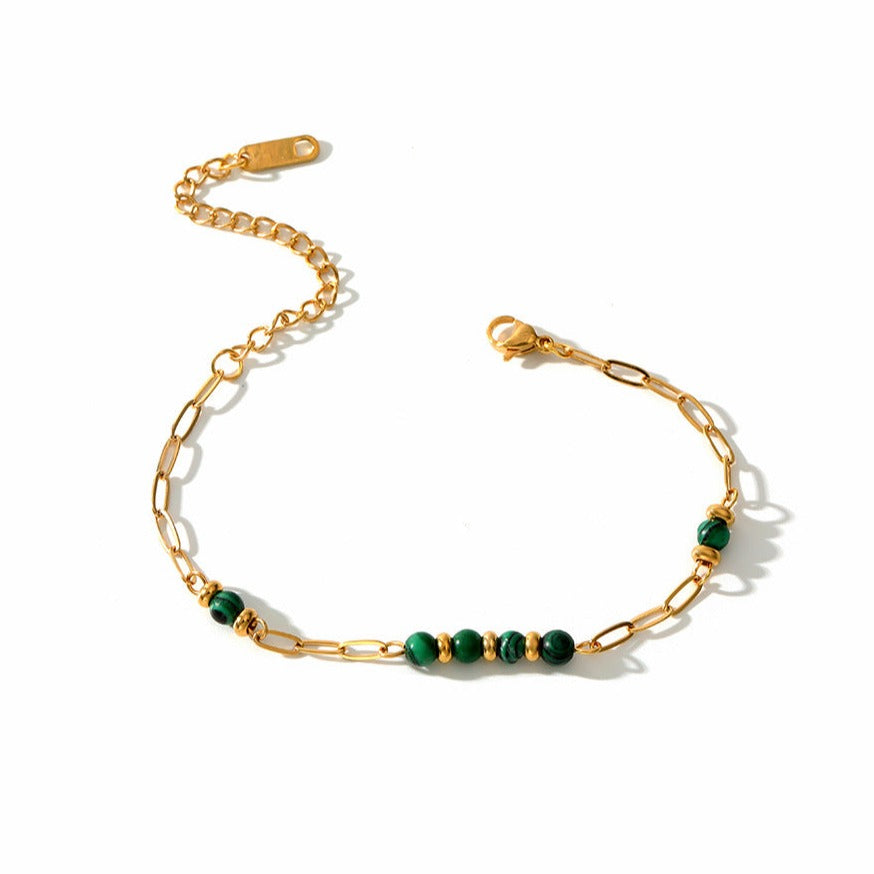 Pulseira em Aço Inoxidável e Pedra Natural