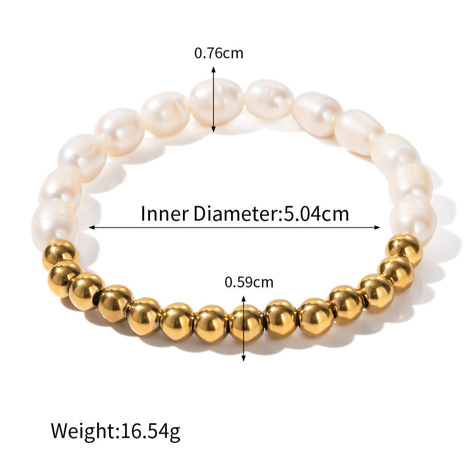 Pulseira de Pérolas e Aço Inoxidável