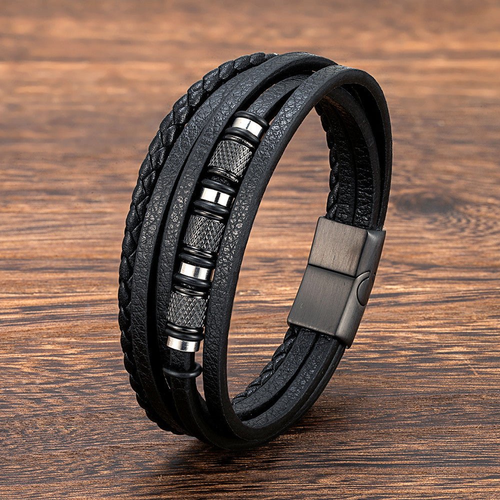 Leather and Stainless Steel Bracelet