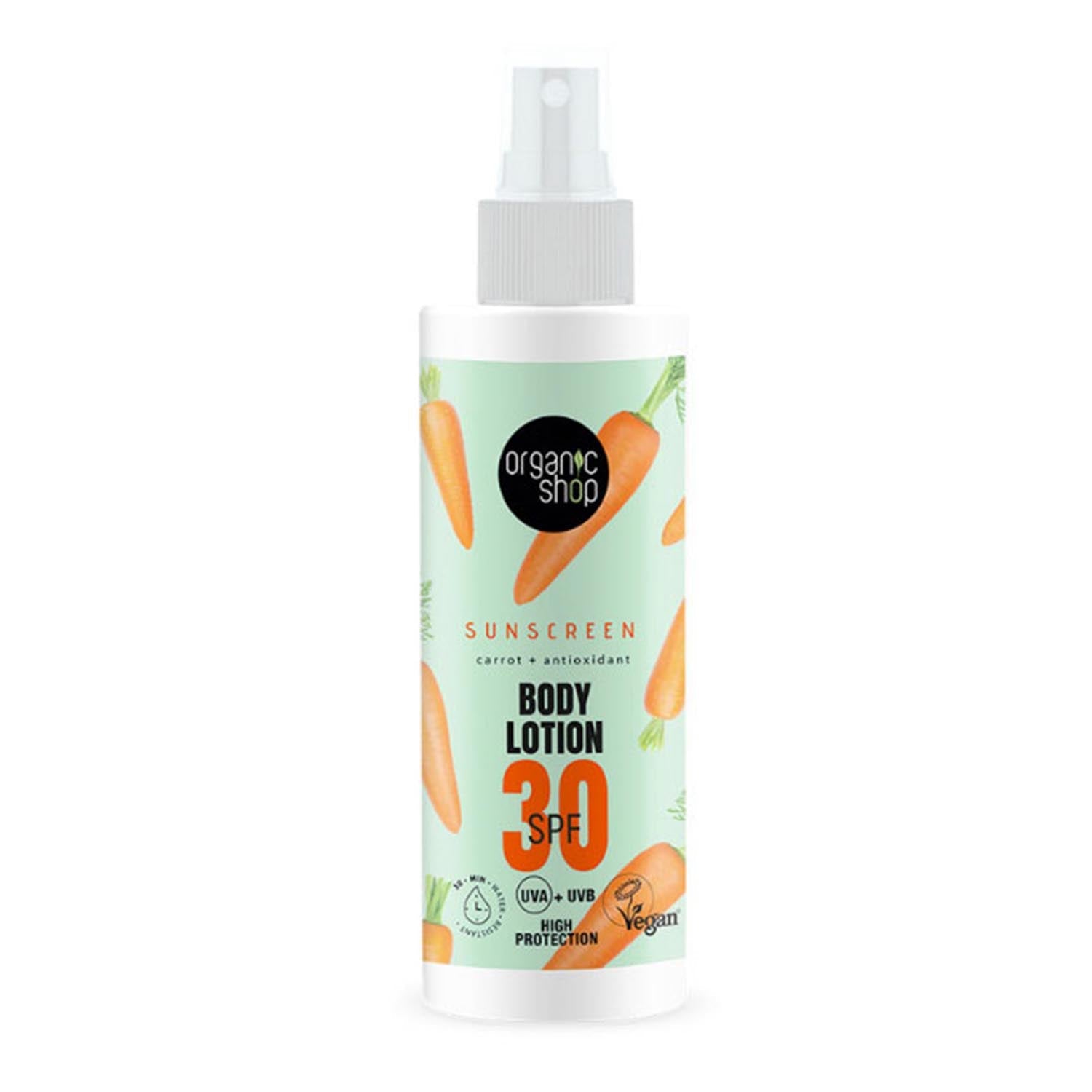 Loción corporal de zanahoria FPS 30 de Organic Shop, 150 ml