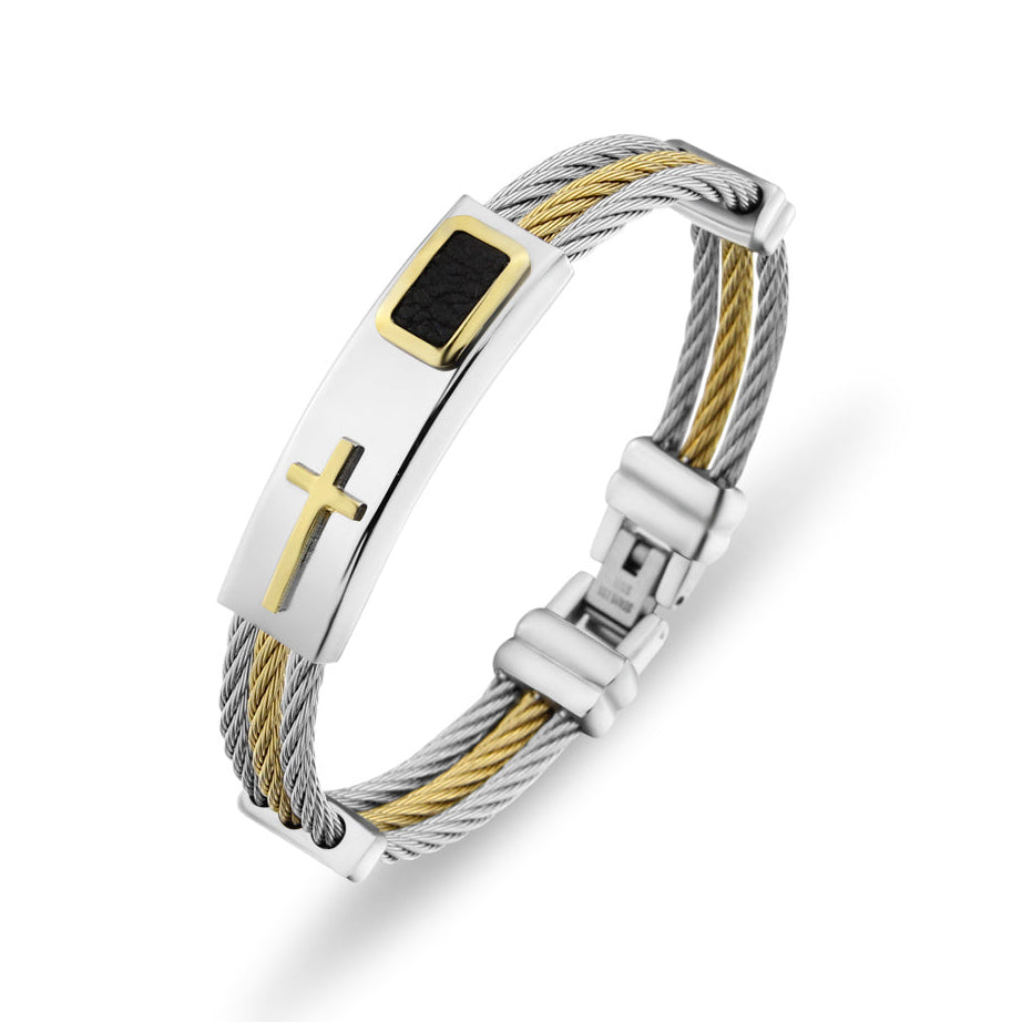 Pulseira Cruz em Aço Inoxidável