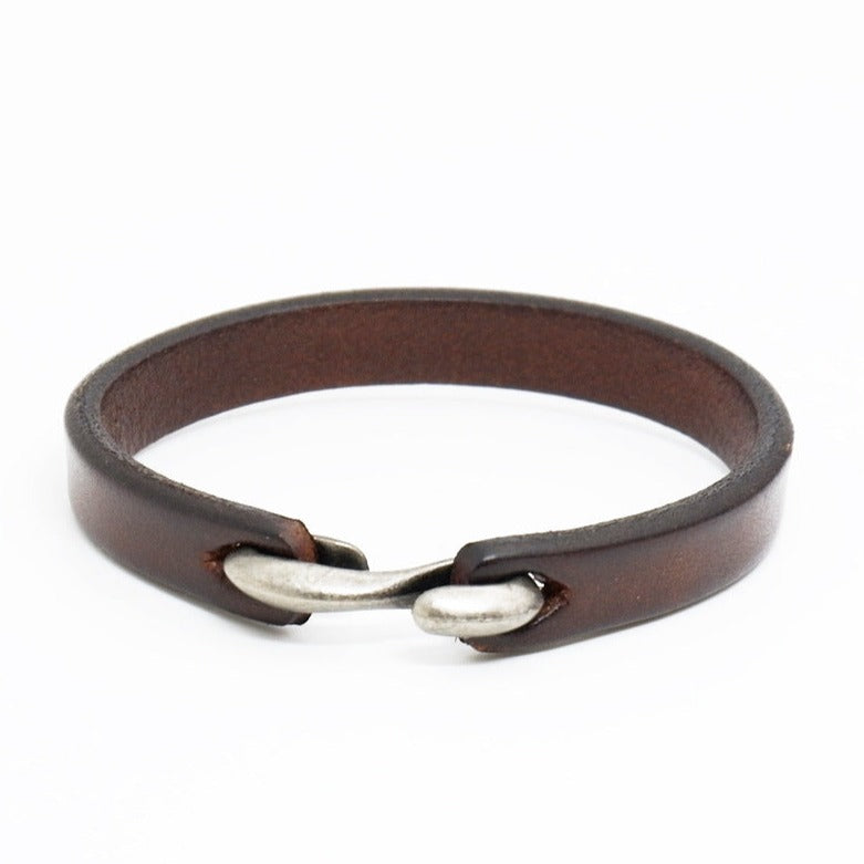 Pulseira de Couro e Aço Inoxidável