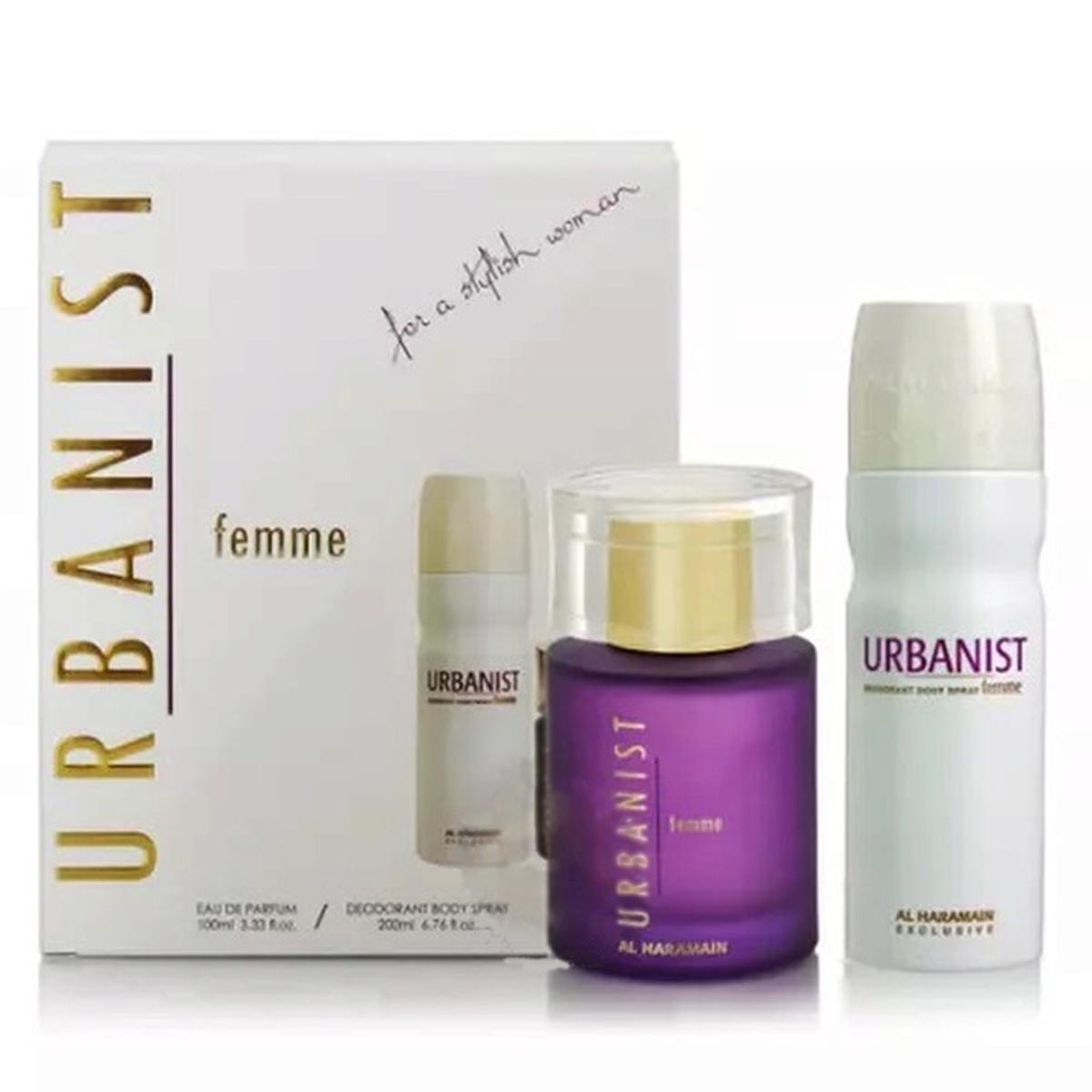 Al Haramain Urbanist Femme Eau De Parfum 100ml Spray + Body Deodorant 200ml Spray