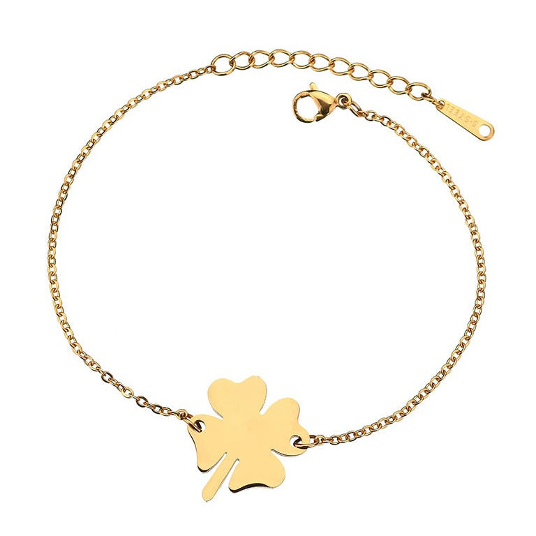 Pulseira Trevo de Quatro Folhas em Aço Inoxidável