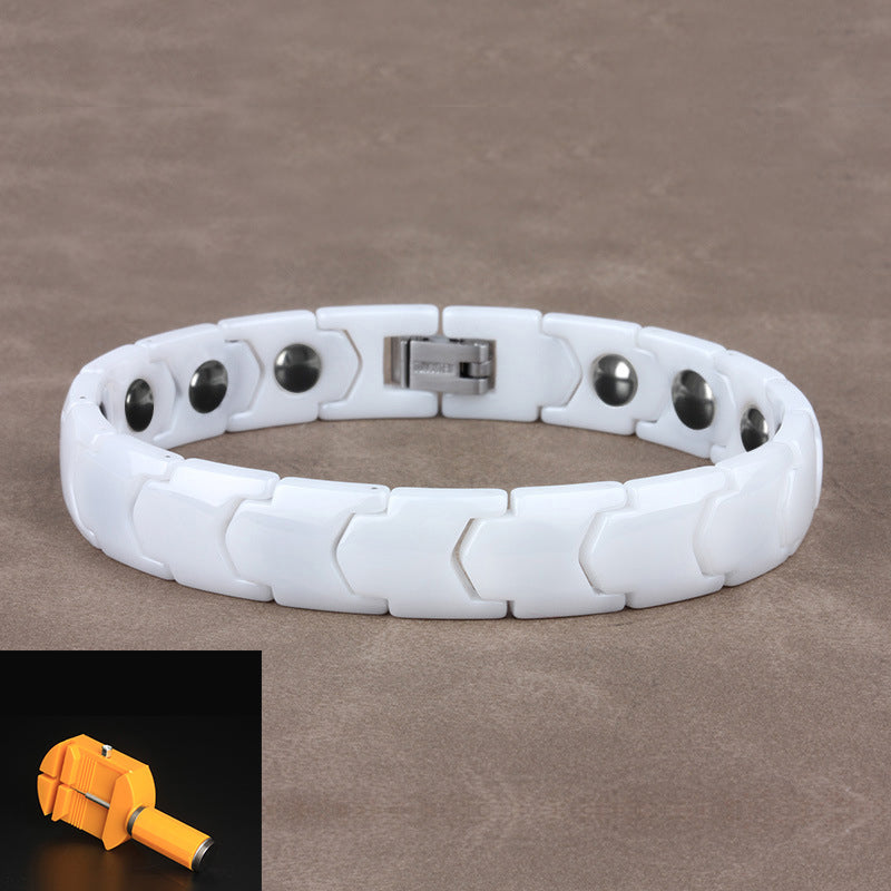 Pulsera magnética en acero inoxidable y cerámica.