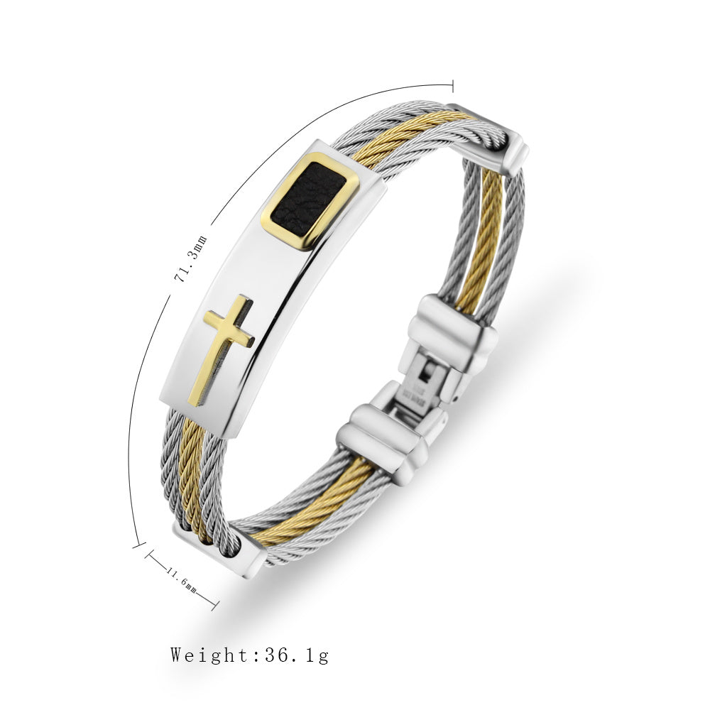 Pulseira Cruz em Aço Inoxidável