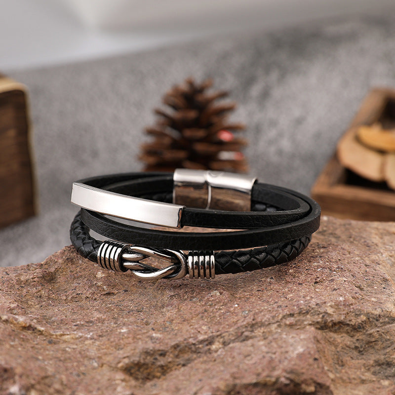 Leather and Stainless Steel Bracelet