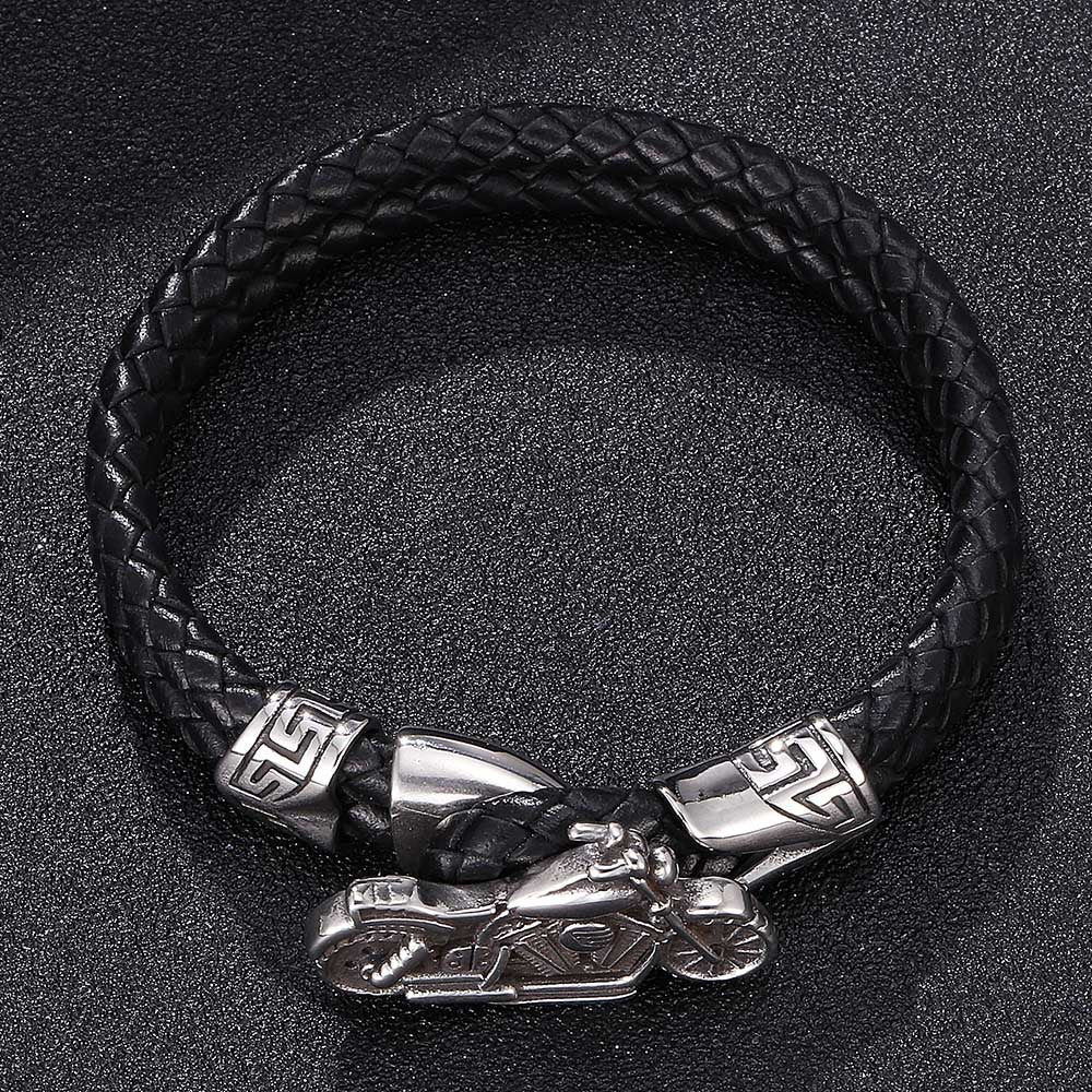 Pulsera de cuero y acero inoxidable