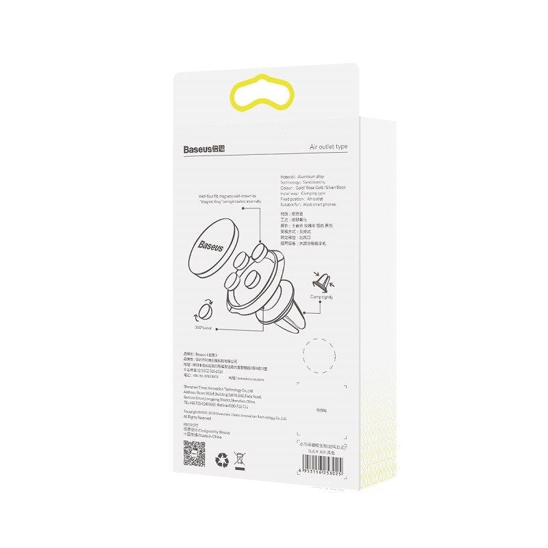 Suporte Magnético Preto para Ventoinha do Carro Baseus / Íman para Smartphone incluído