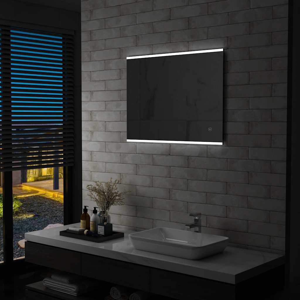 Espejo de pared LED vidaXL con sensor táctil para baño, 80x60 cm