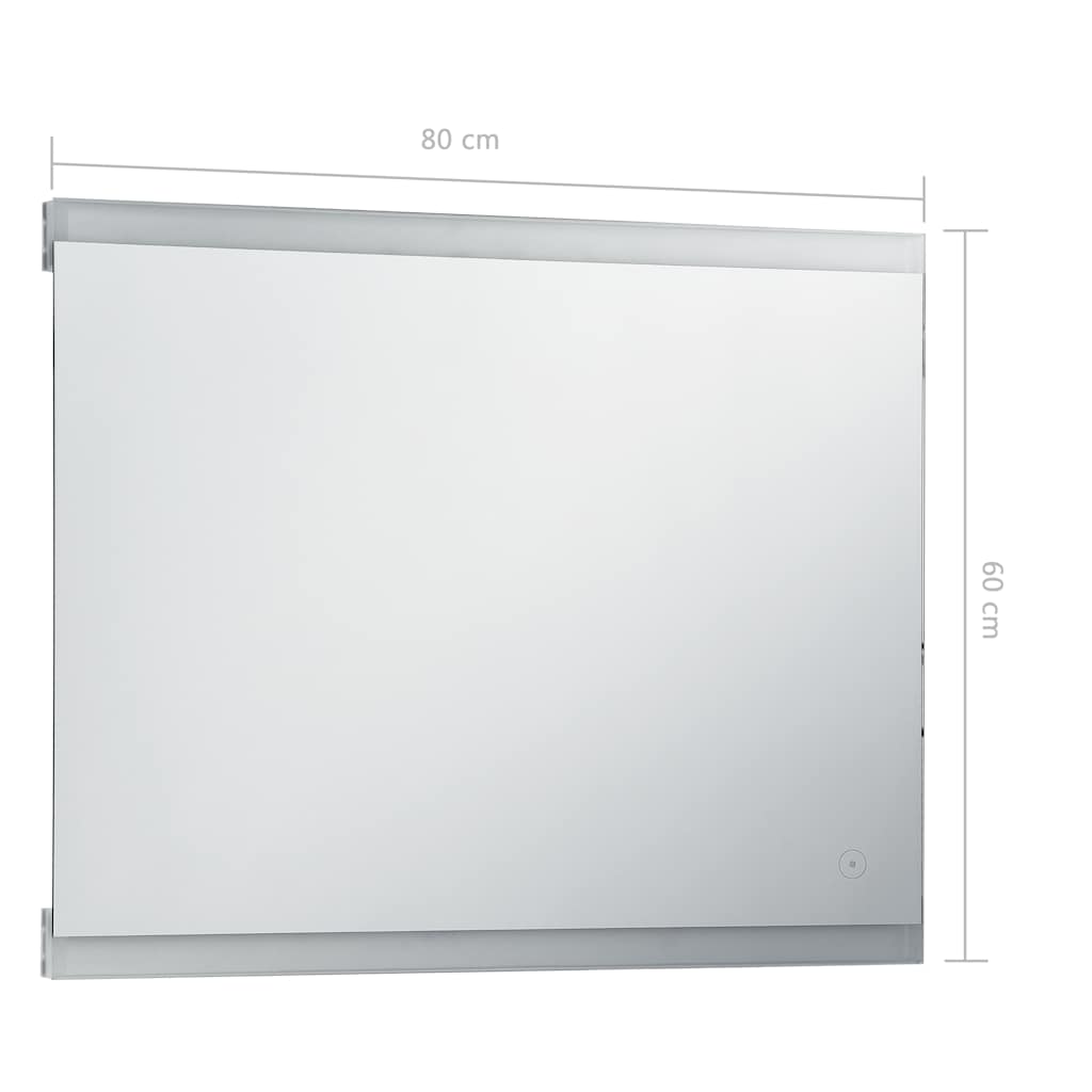 Espejo de pared LED vidaXL con sensor táctil para baño, 80x60 cm