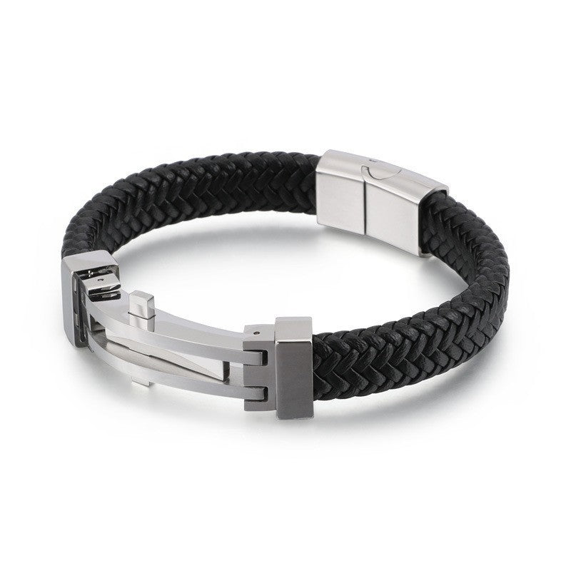 Leather and Titanium Steel Bracelet