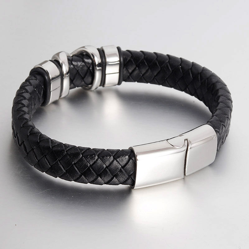 Leather and Stainless Steel Bracelet