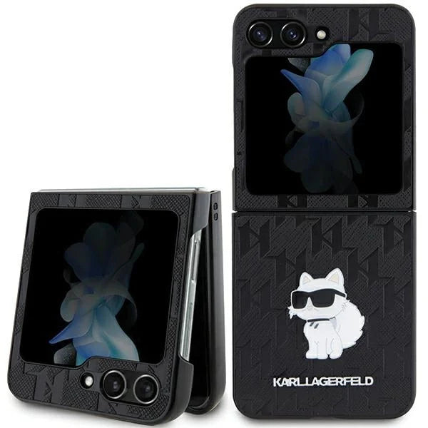 Pin case Karl Lagerfeld / Saffiano Monogram Choupette / Preto para Samsung Galaxy Z Flip 5