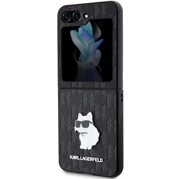 Pin case Karl Lagerfeld / Saffiano Monogram Choupette / Preto para Samsung Galaxy Z Flip 5
