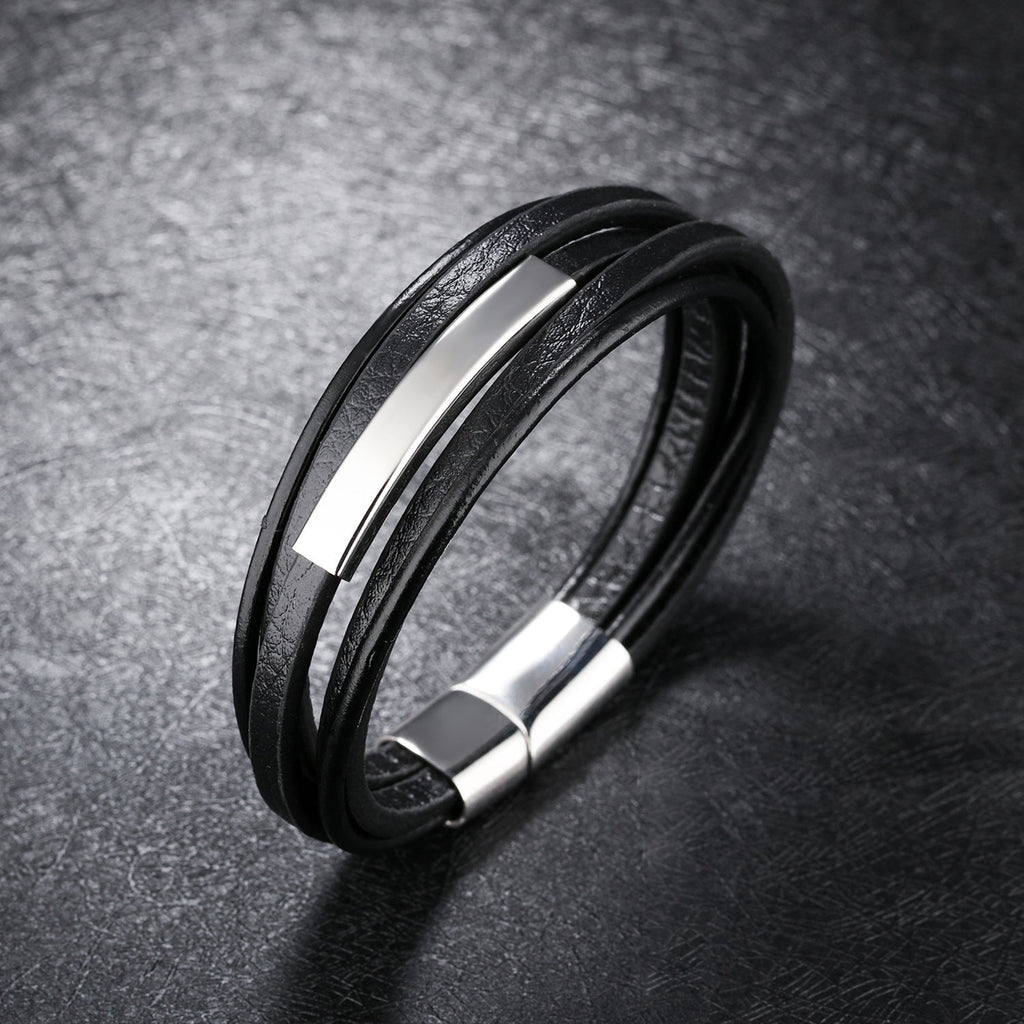Leather and Stainless Steel Bracelet