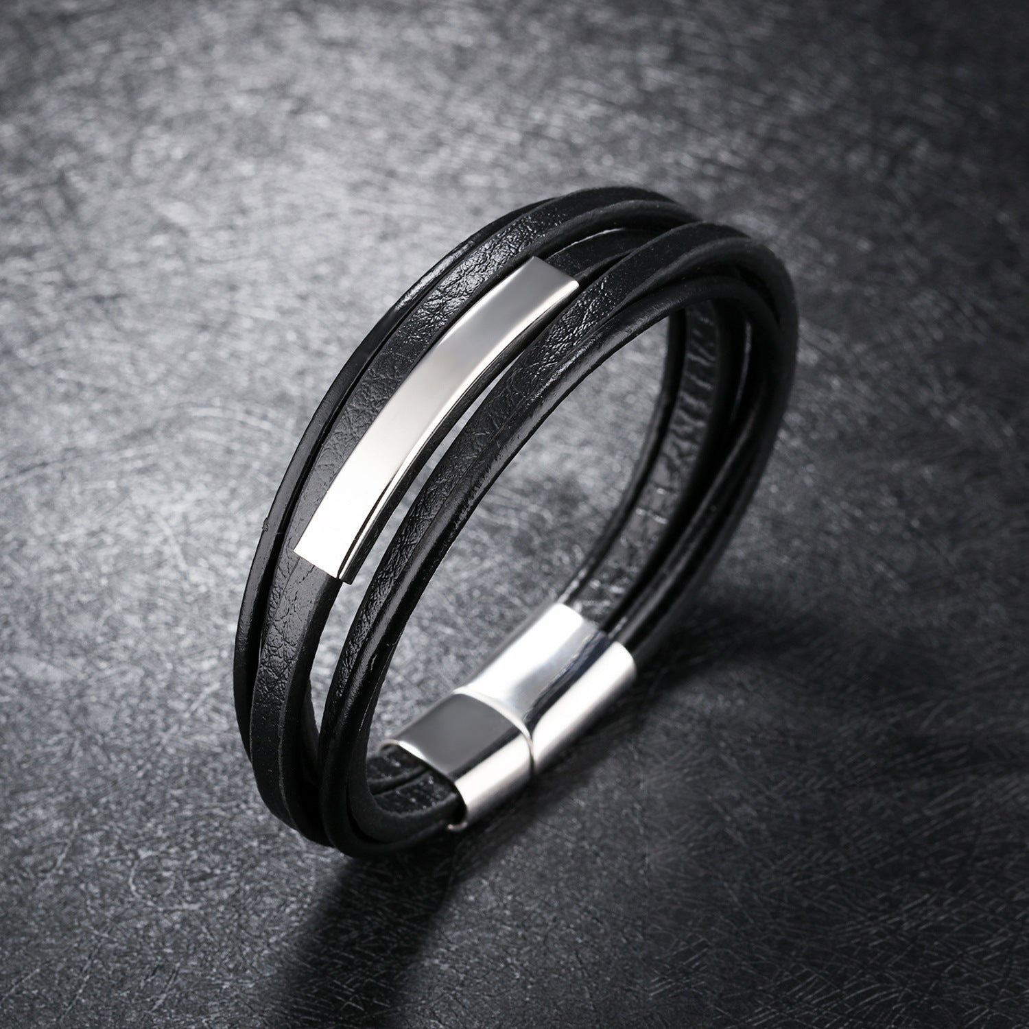 Leather and Stainless Steel Bracelet