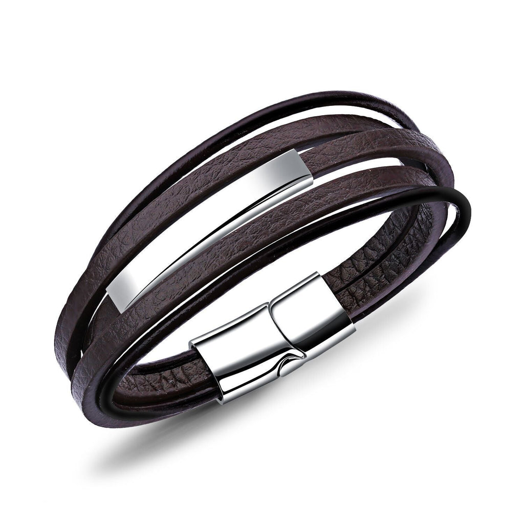 Leather and Stainless Steel Bracelet
