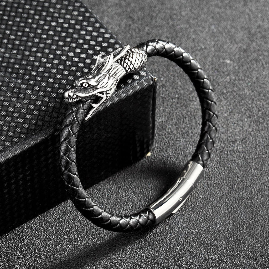 Leather and Titanium Steel Bracelet