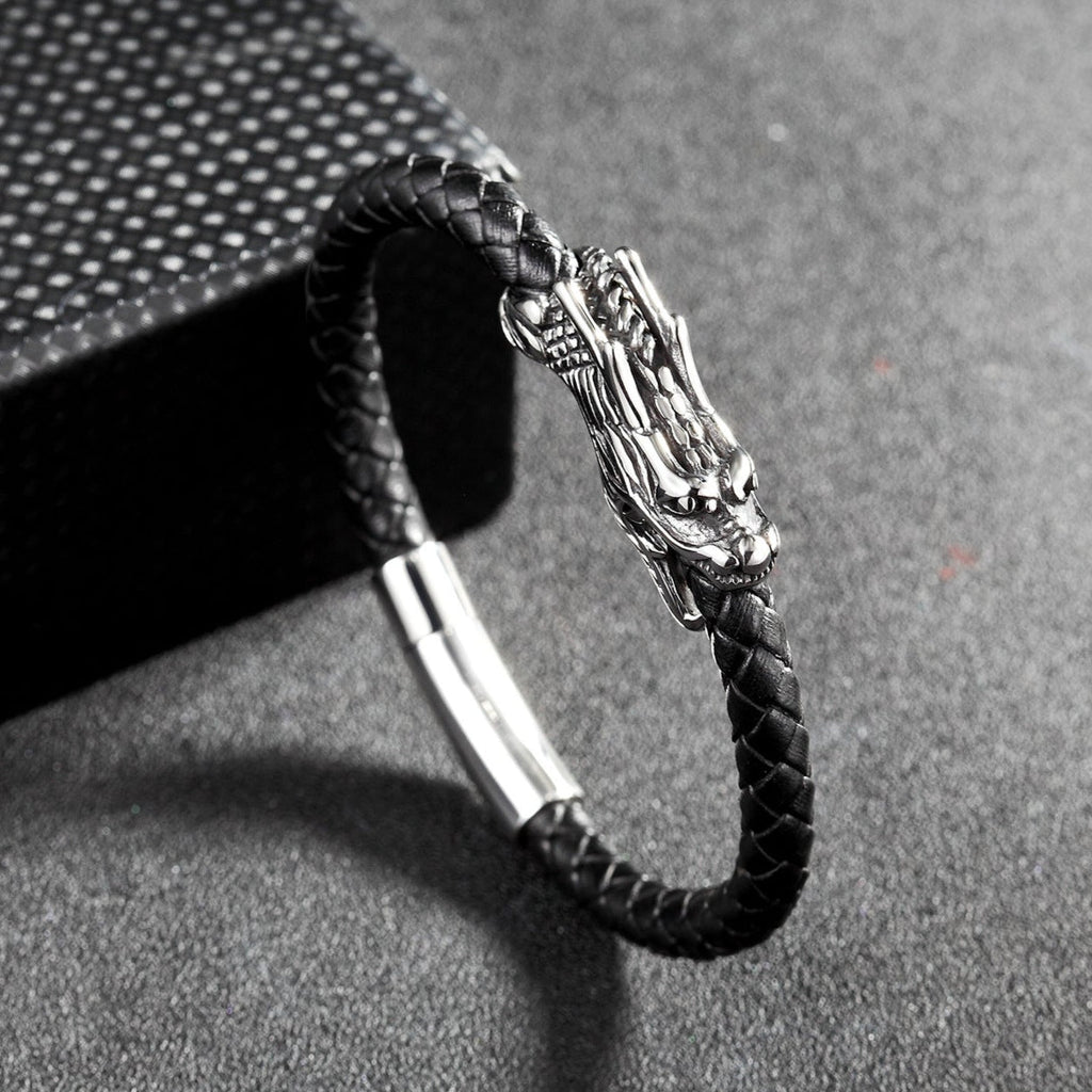 Leather and Titanium Steel Bracelet