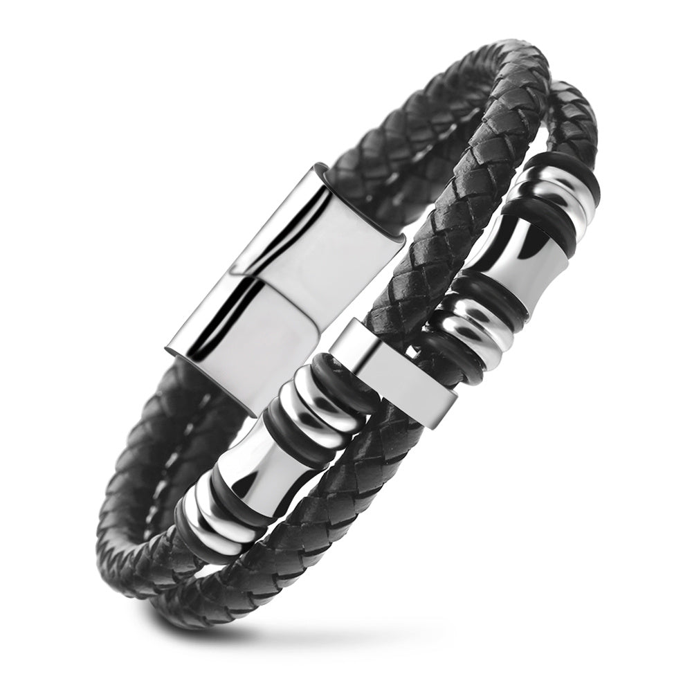 Leather and Titanium Steel Bracelet