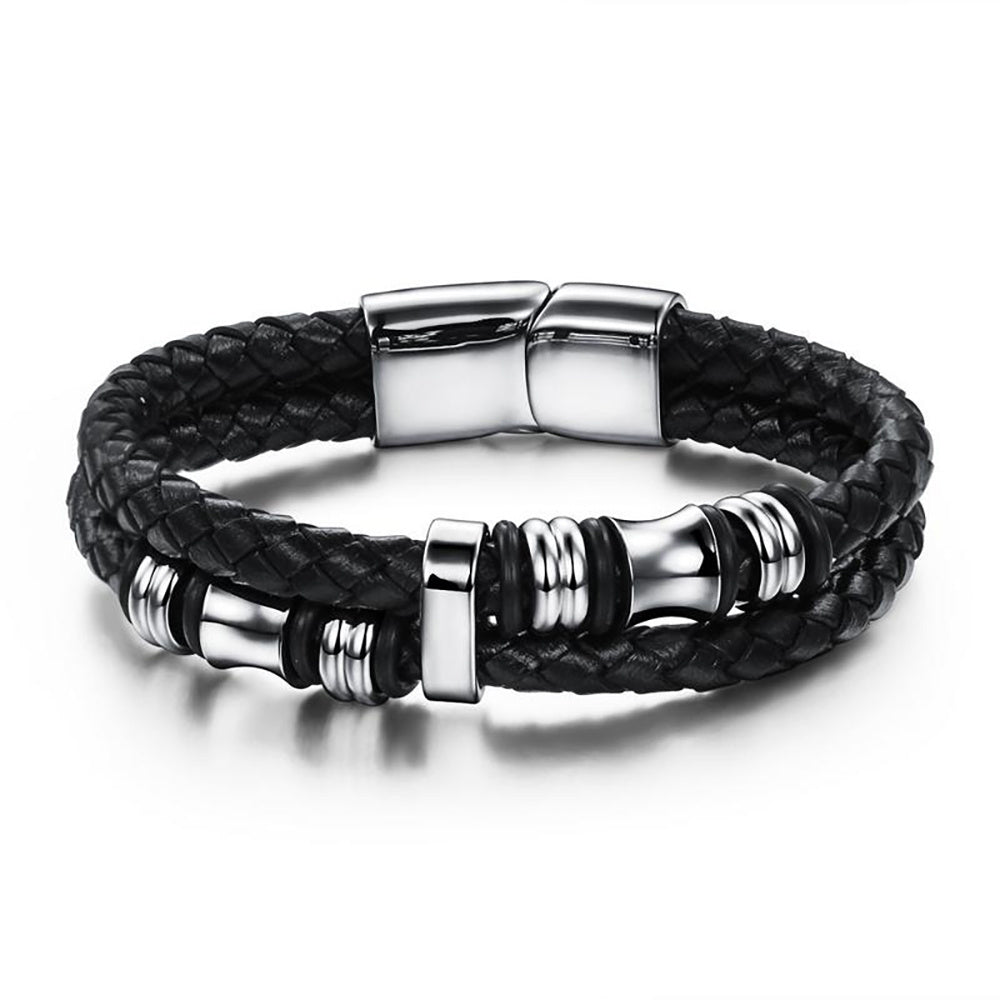 Leather and Titanium Steel Bracelet