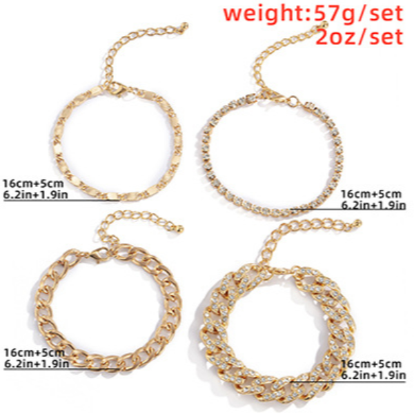 Conjunto de 4 Pulseiras Corrente