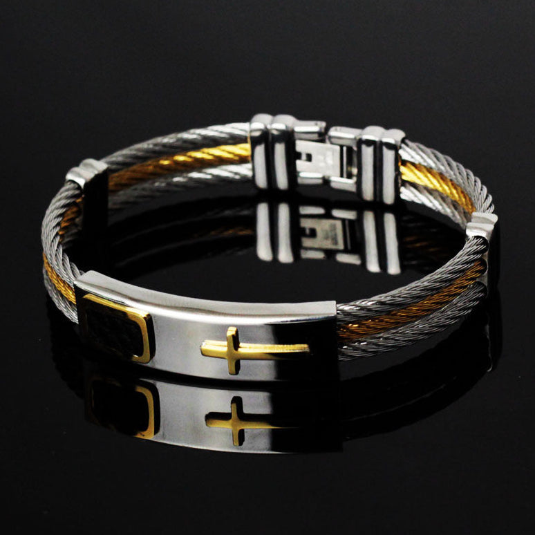 Pulseira Cruz em Aço Inoxidável