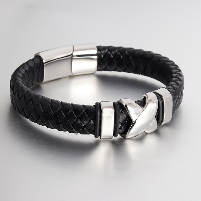 Leather and Stainless Steel Bracelet