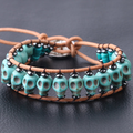 Pulsera de Calavera en Cuero y Piedra Natural