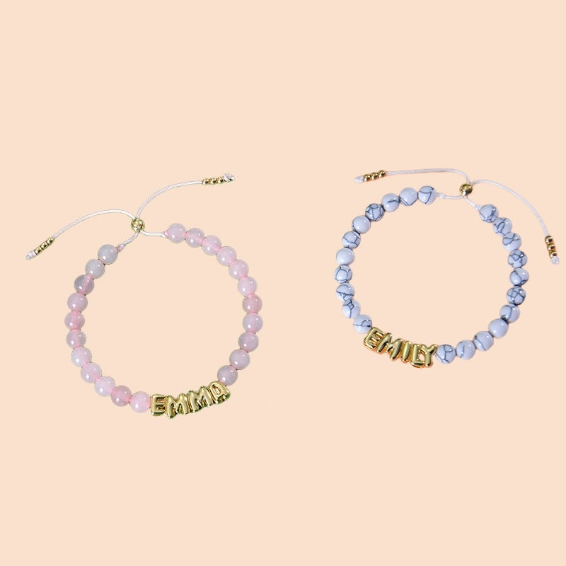 Pulseira Personalizada com Letras em Pedra Natural