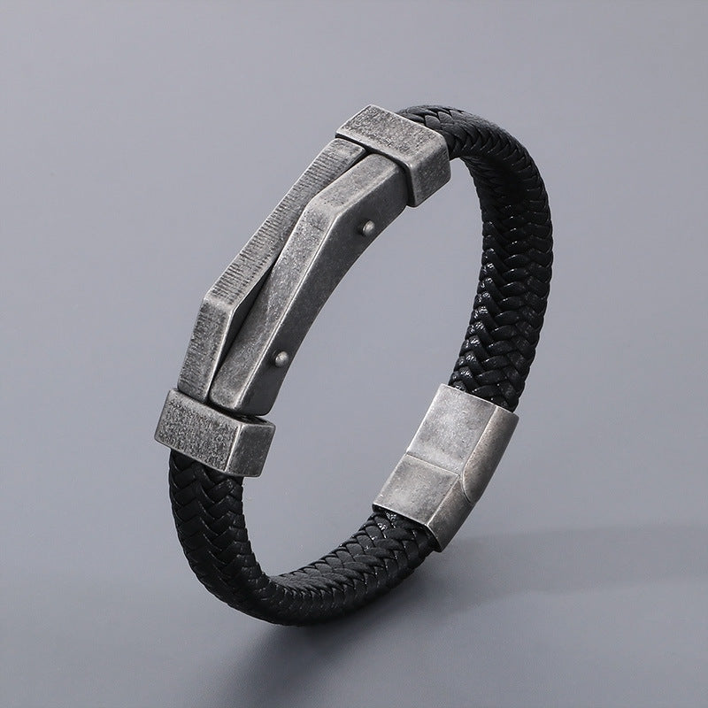 Leather and Titanium Steel Bracelet