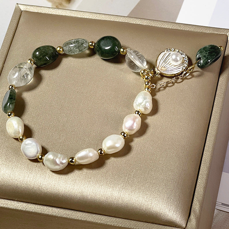 Natural Crystal Bracelet – Rutilated Green Quartz