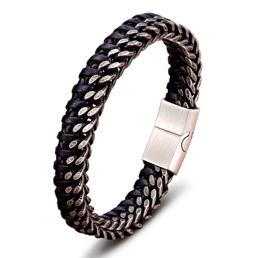 Leather and Stainless Steel Bracelet