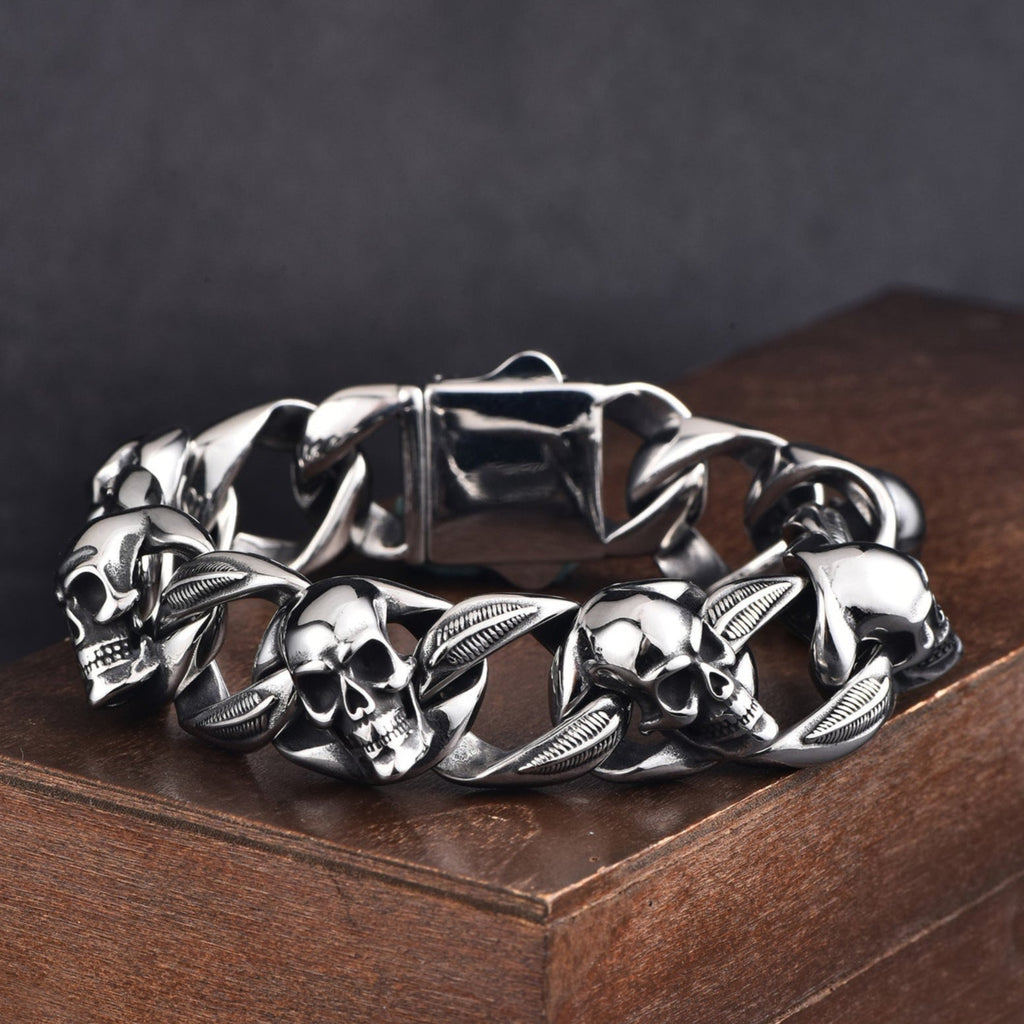 Pulseira Skull em Aço Inoxidável