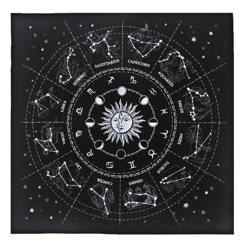12 Constellations Tarot Card Tablecloth Velvet Divination Altar Cloth Board Game Fortune Astrology Oracle Card Pad