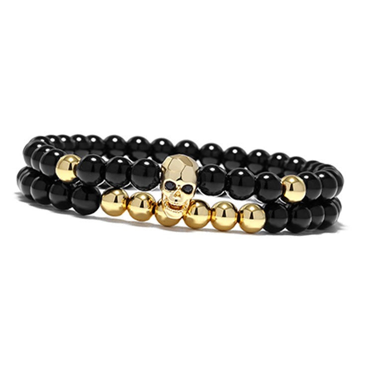 Pulseira Skull em Pedra Natural