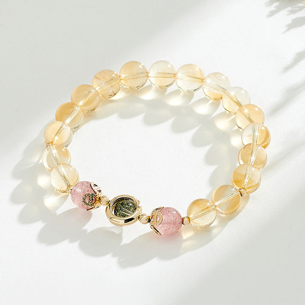 Pulseira de Citrino Natural e Quartzo Rutilado