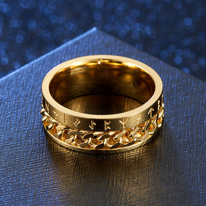 Nordic Chain Ring in Titanium Steel