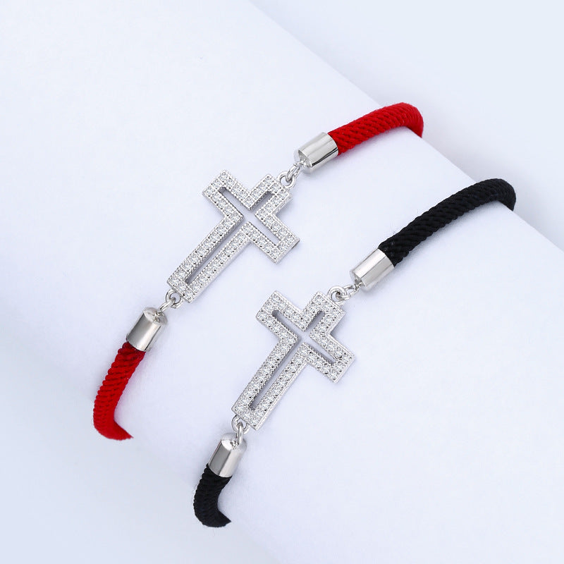 Cross bracelet with cubic zirconia.