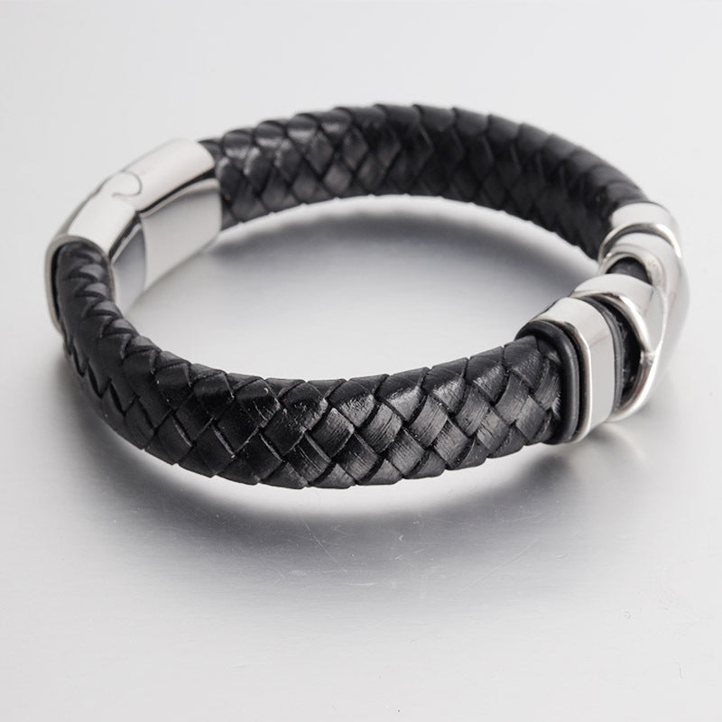 Leather and Stainless Steel Bracelet