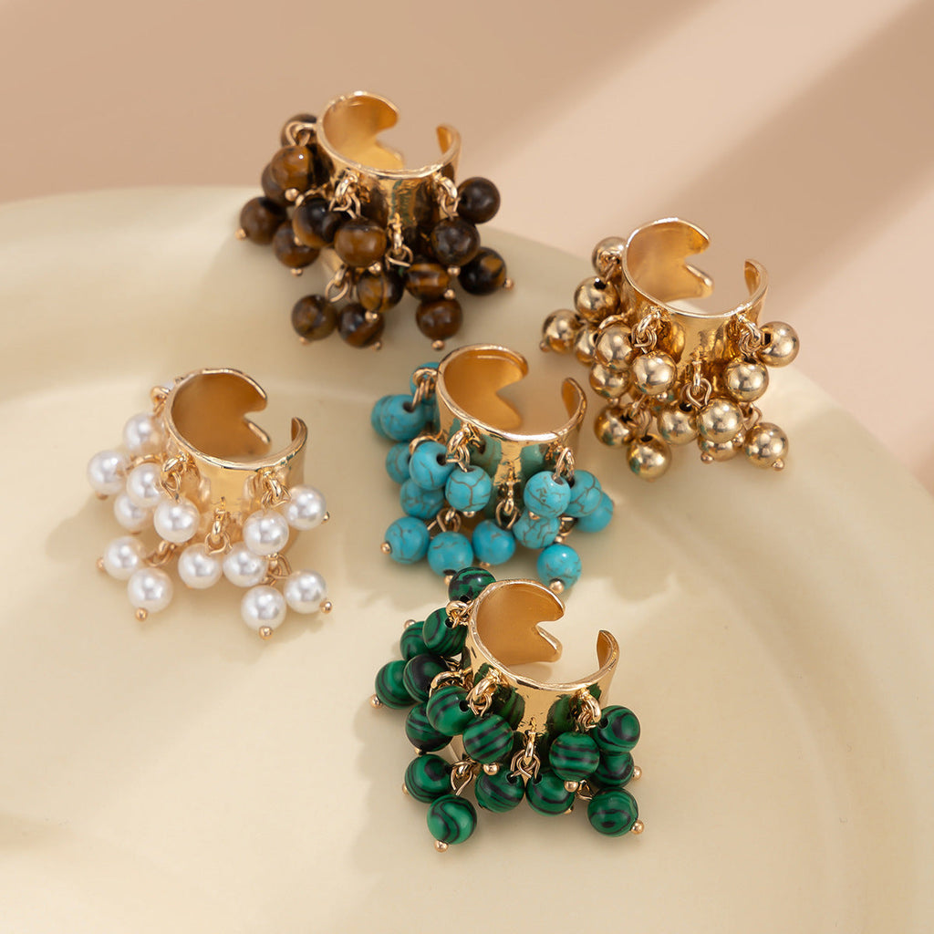 Anillo de borla con piedra natural