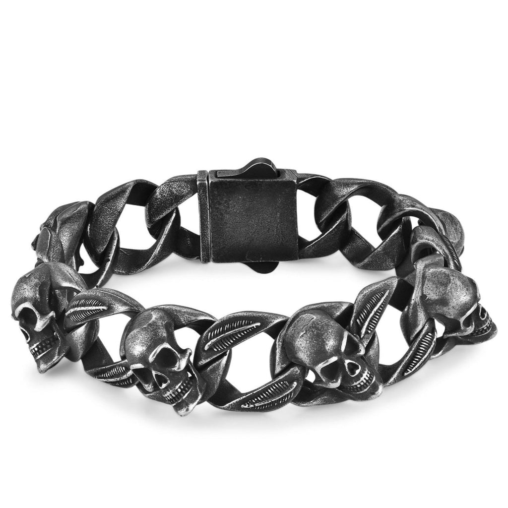 Pulseira Skull em Aço Inoxidável