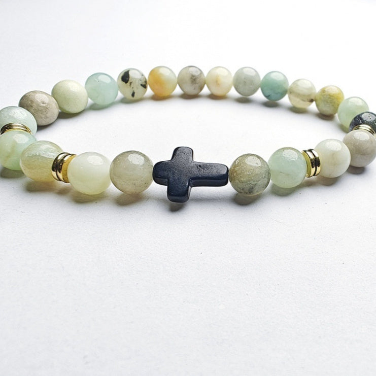 Cross Bracelet in Natural Stone