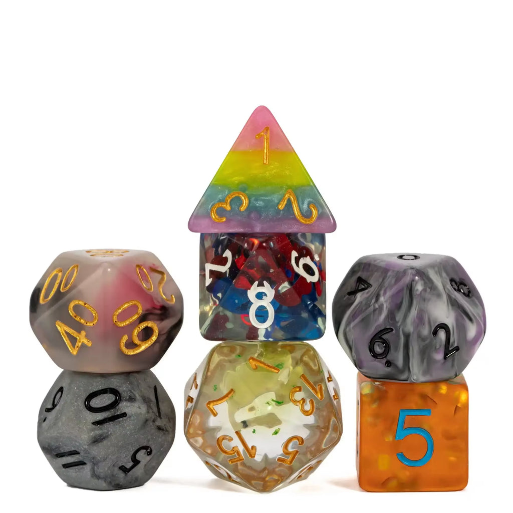 7Pcs/Set DND Random Color Dice Bulk D4 D6 D8 D10 D% D12 D20 Polyhedral Dice for Role Playing Board Games D&D Tabletop RPG