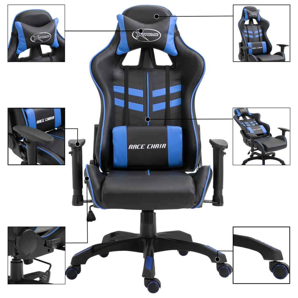 vidaXL Gaming Chair in Blue Faux Leather