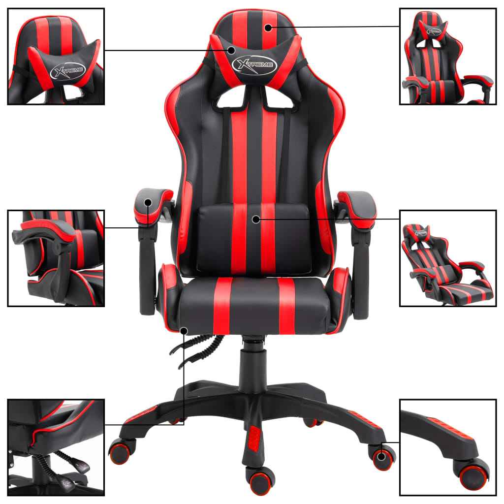 vidaXL Gaming Chair in Red Faux Leather